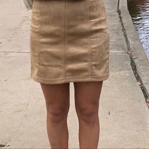 Taupe suede mini skirt